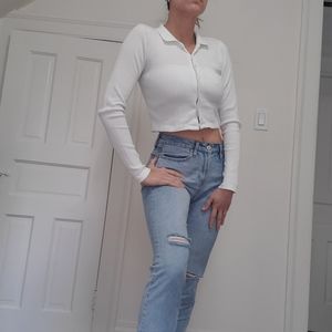 Brandy Melville button up crop top